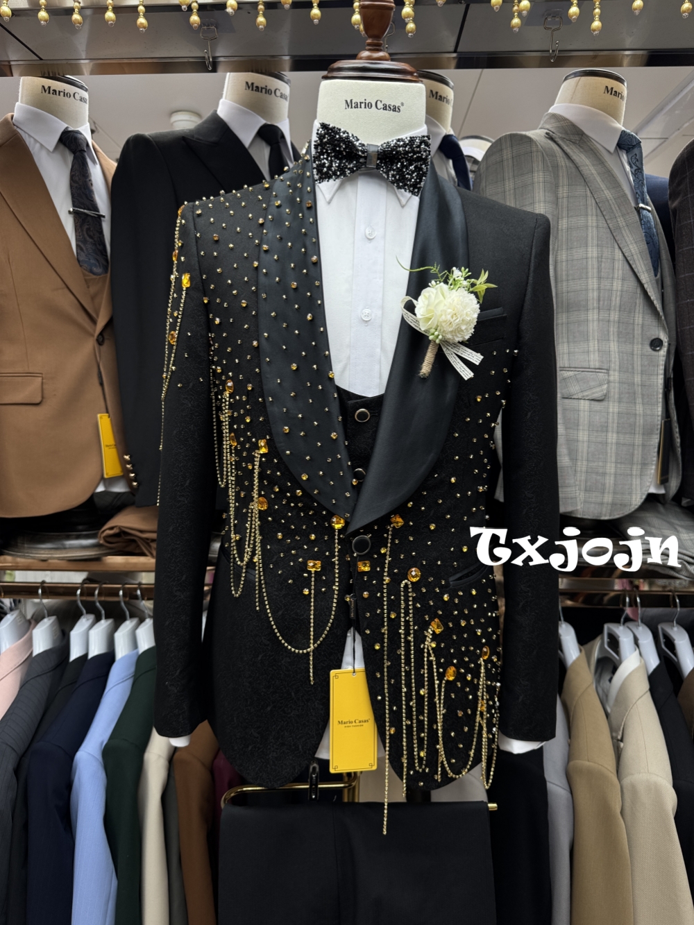 Men'S Formal Wear In Wedding - New Golden Beaded Tassel Suit Set