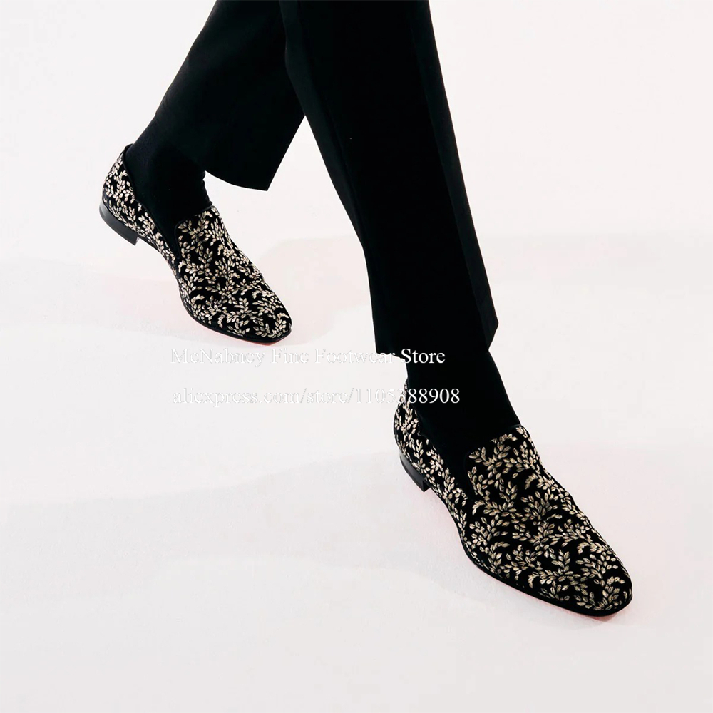 Men'S Formal Wear In Wedding - Black Silk Velvet Slip On Loafers