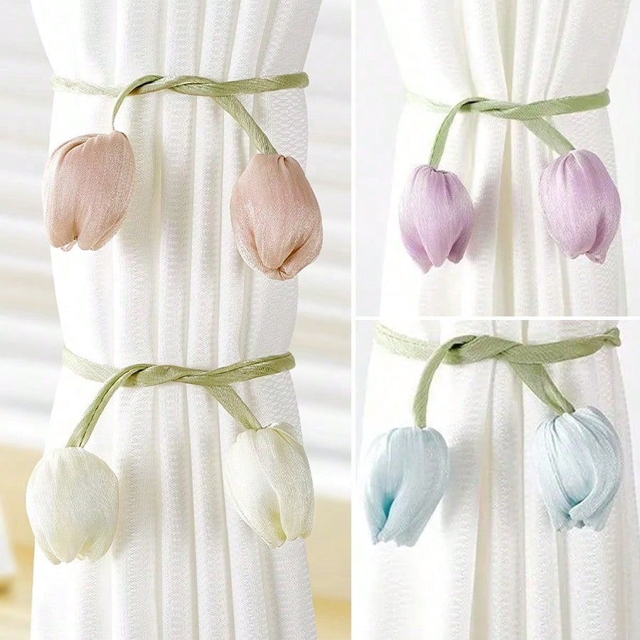 Silk Tie Woven - 2pcs Creative Elegant Minimalist Floral Curtain
