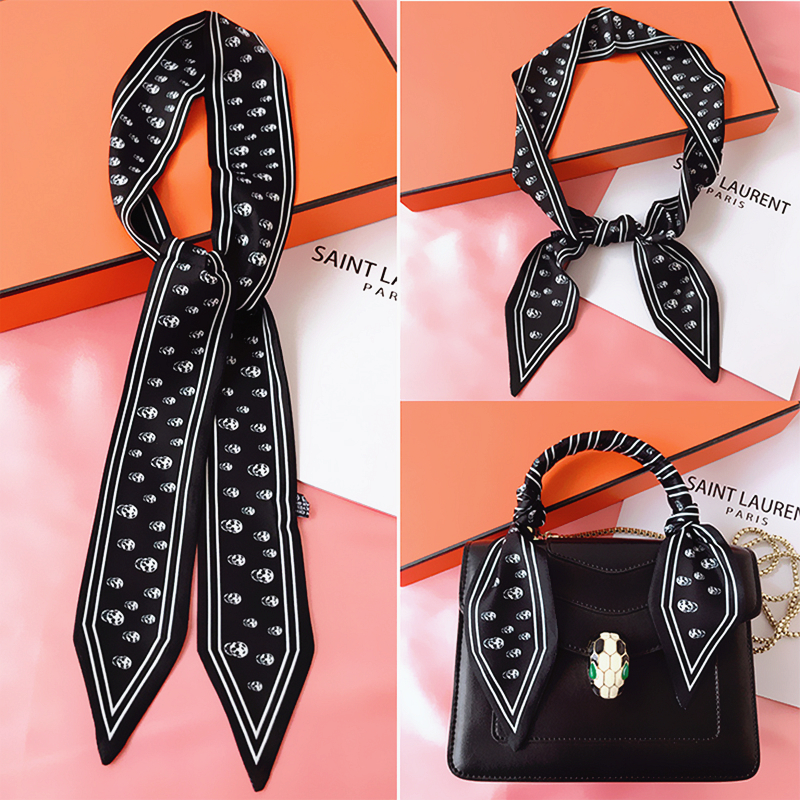 Silk Tie Woven - 115cm Tied bag Handle silk scarf
