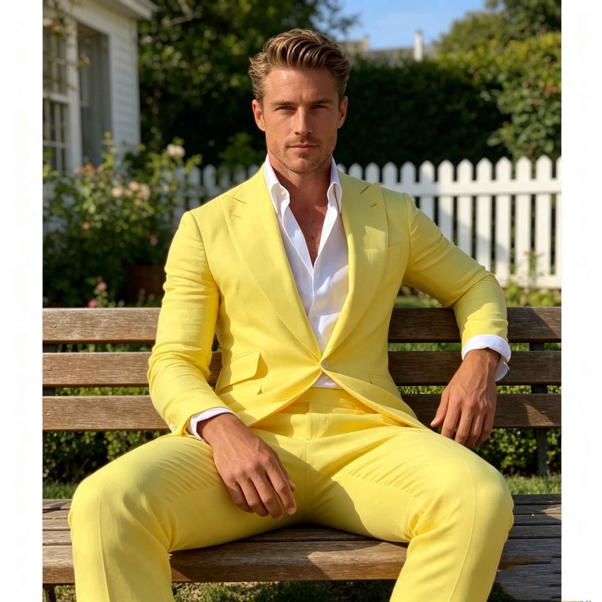 Slim Fit Yellow Men's 2-Piece  - đánh giá và giá Men'S Formal Wear For A Wedding