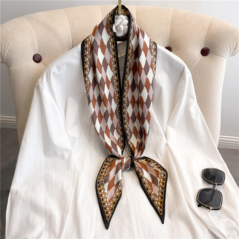 Fashion Print Long Silk Scarf  - đánh giá và giá Silk Tie Woven
