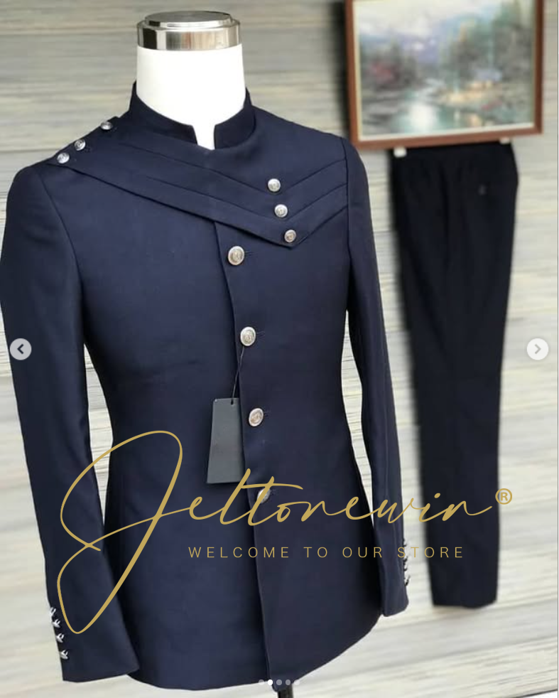Men's Navy Blue Suit Set with  - đánh giá và giá Men'S Formal Wear In Wedding