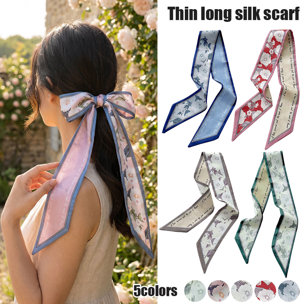 Floral Silk Satin Scarf Narrow - đánh giá và giá Silk Tie Woven