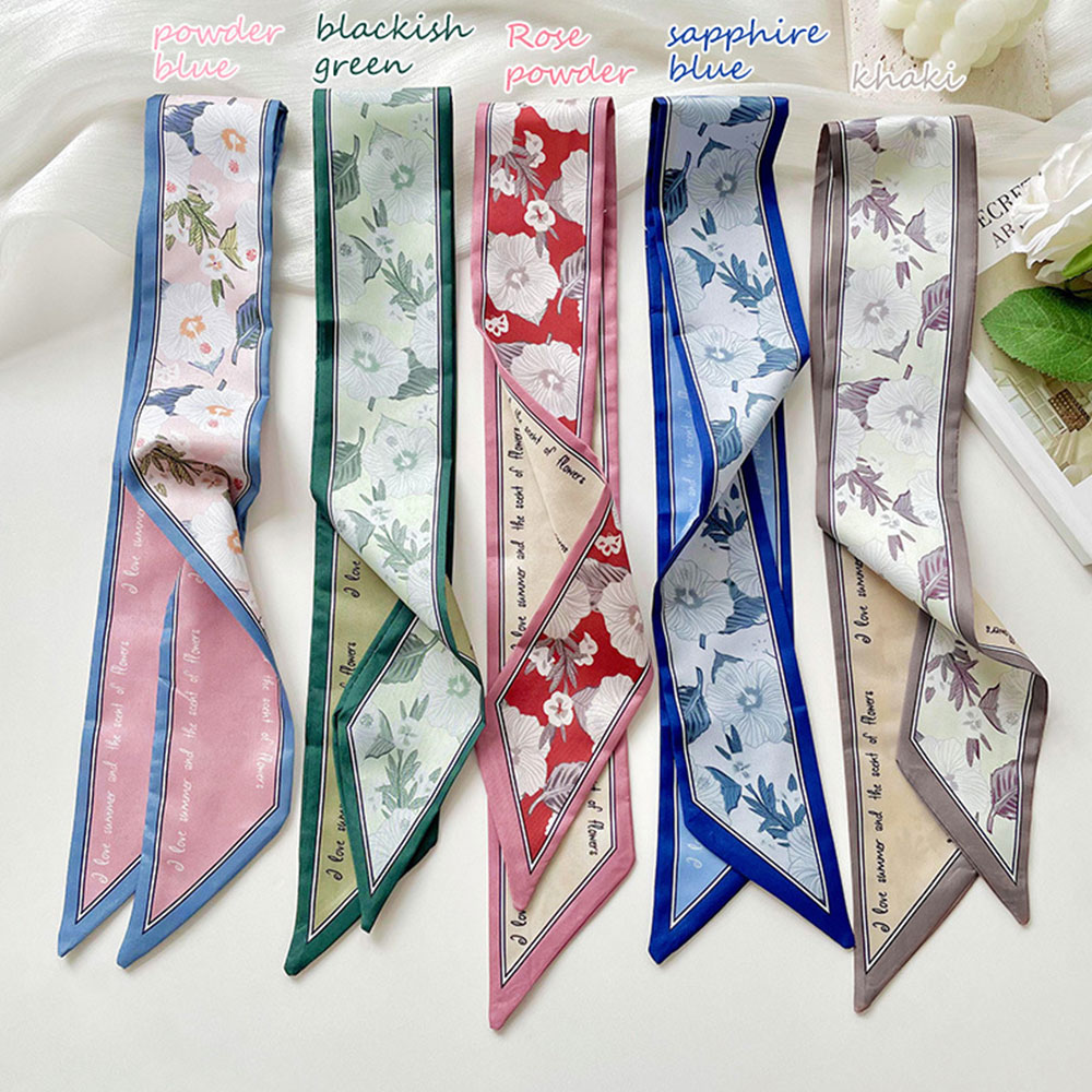 Floral Silk Satin Scarf Narrow - đánh giá và giá Silk Tie Woven