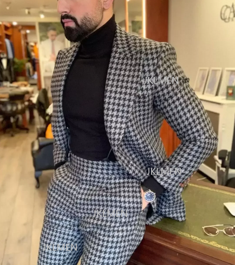 Houndstooth Mens Suits 2PCS We - đánh giá và giá Men'S Formal Wear In Wedding