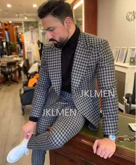 Houndstooth Mens Suits 2PCS We - đánh giá và giá Men'S Formal Wear In Wedding